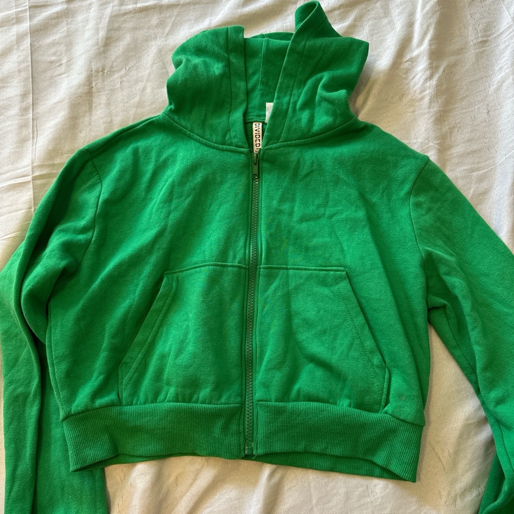 Green Zip-Up Hoodie Jacket